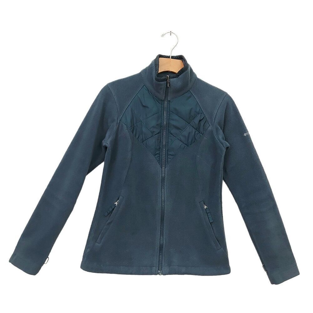 Columbia Interchange Fleece Jacket Womens Small Green Full Zip Cozy Outdoor